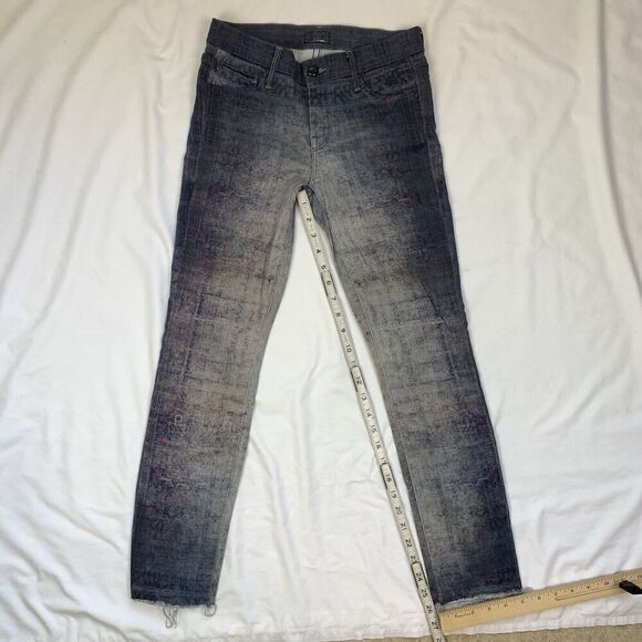 Mother The Looker Ankle Fray Relax Awhile 25 Blue Burnout Skinny Jeans Kilim - Picture 3 of 10